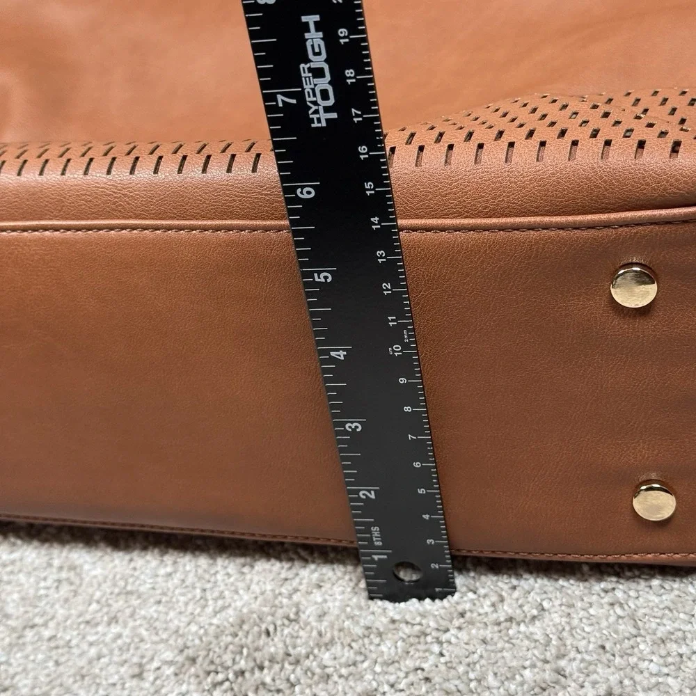 Sole Society Laptop Bag Purse Brown Pockets Animal Print Large Women